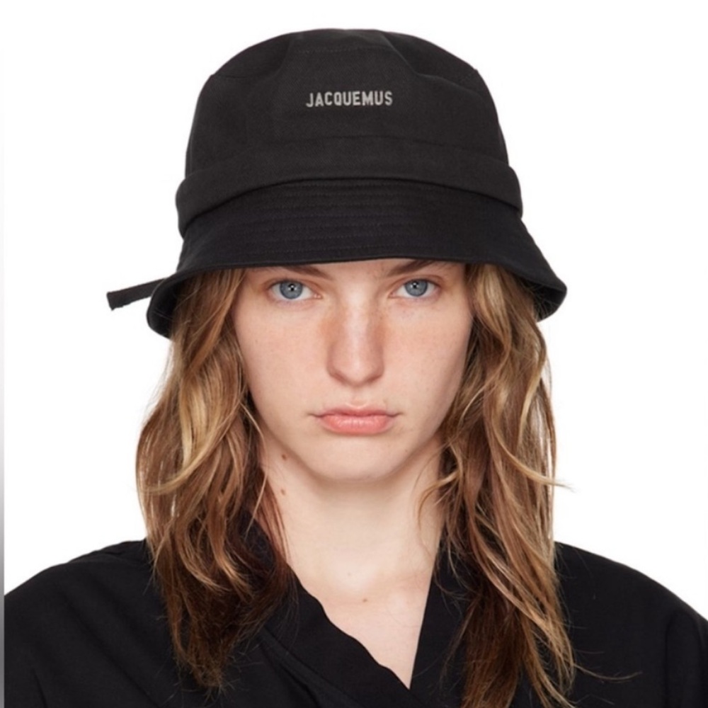Jacquemus Black Bucket Hat with Logo